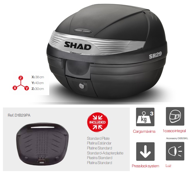 BAULETE MOTO SHAD SH29 NEGRO